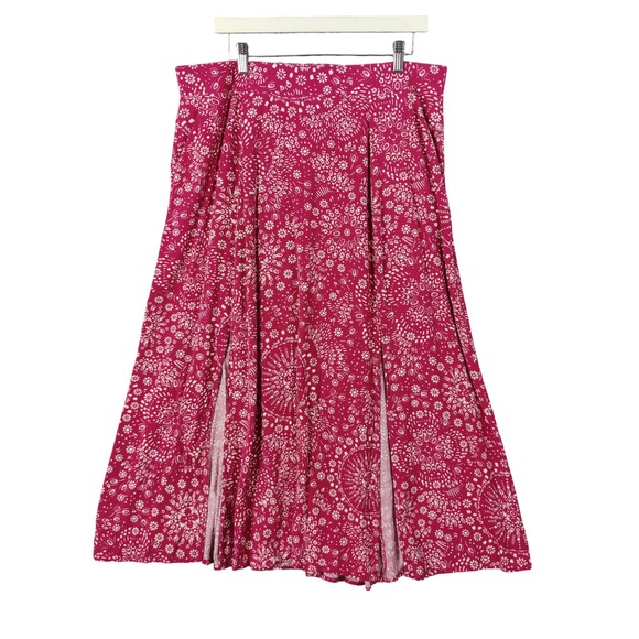 Torrid Pink Floral Cottage Country Midi Skirt Slits Womens 1X Boho Baddie Tomato - Picture 1 of 10